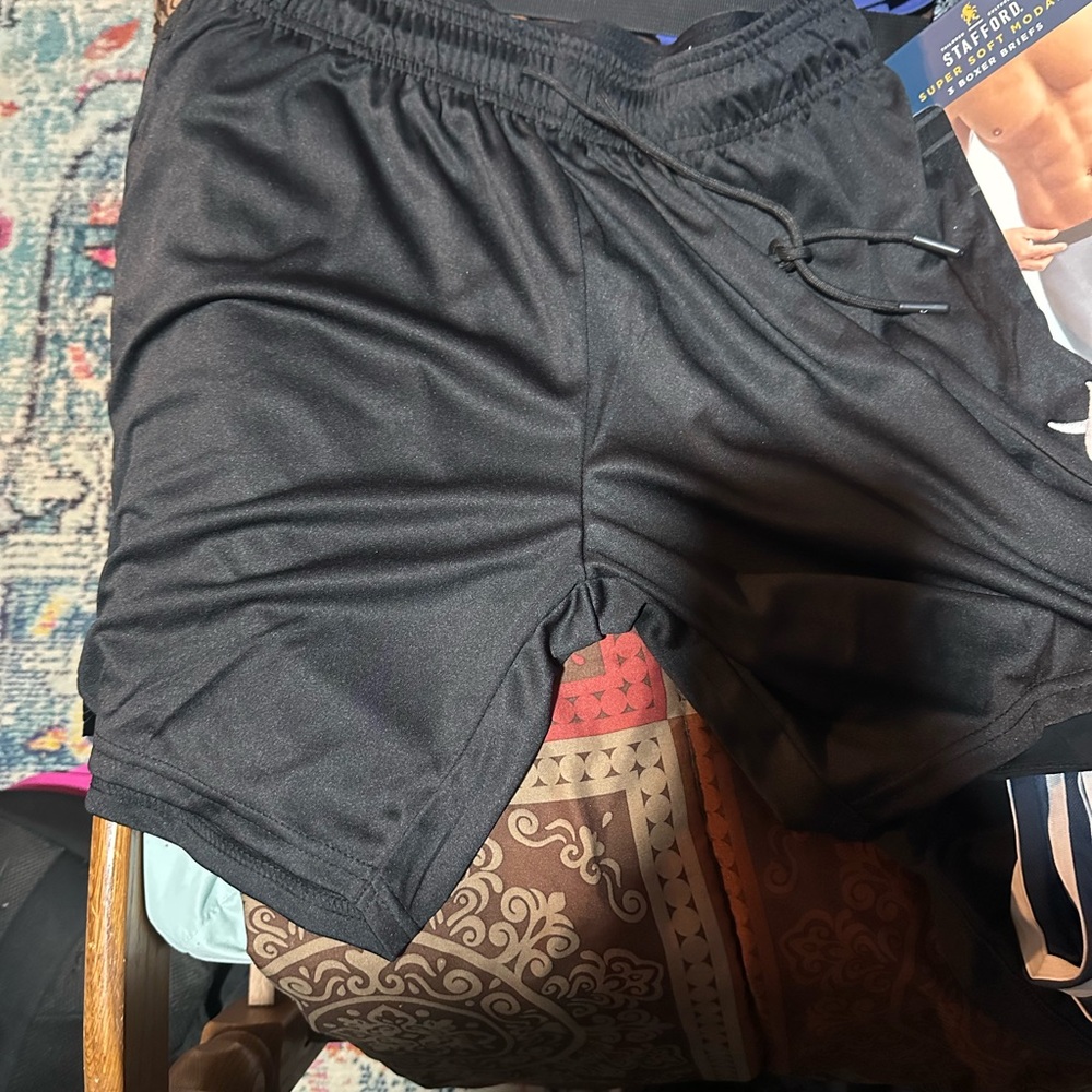 Game Time Black Athletic Shorts Lightweight Elastic Waist